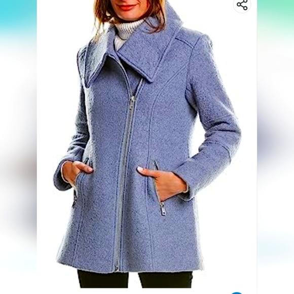 Kenneth Cole Women's Plus Asymmetrical Pressed Boucle Wool Swing Back Coat XXL - Picture 1 of 10